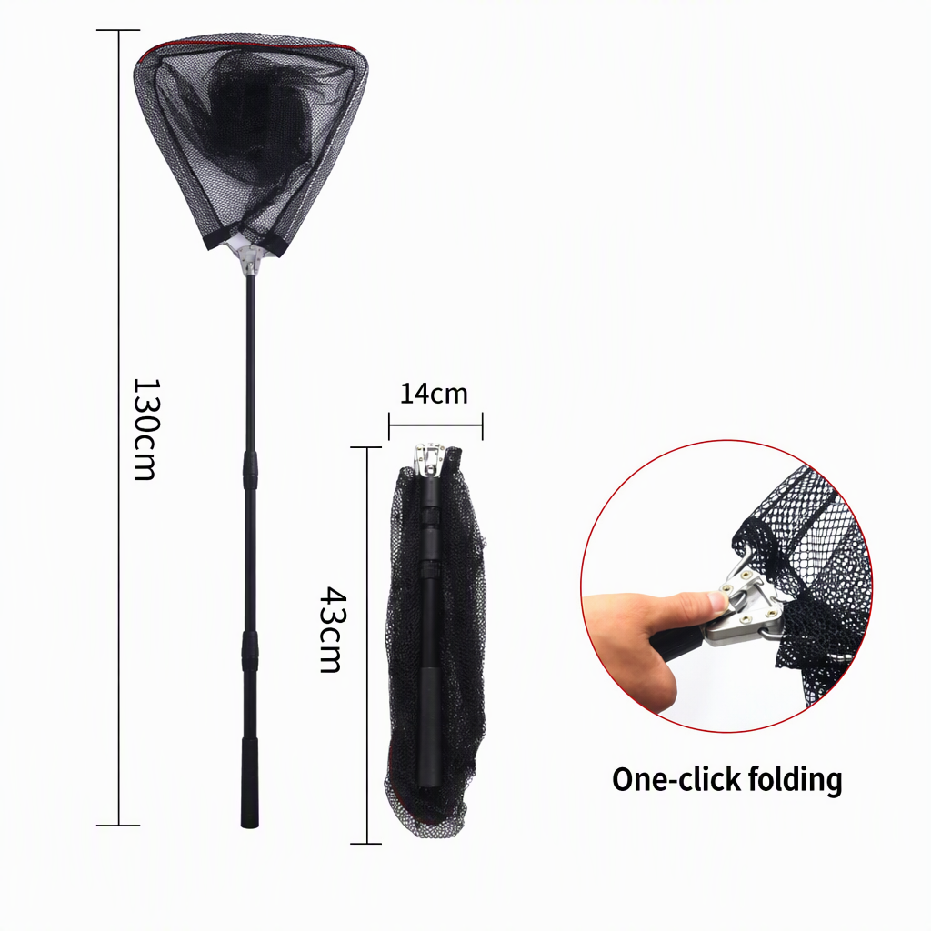Aluminum Alloy Telescopic Folding Triangular Fishing Landing Net Floating Reinforced Hand Net for Lure Fishing