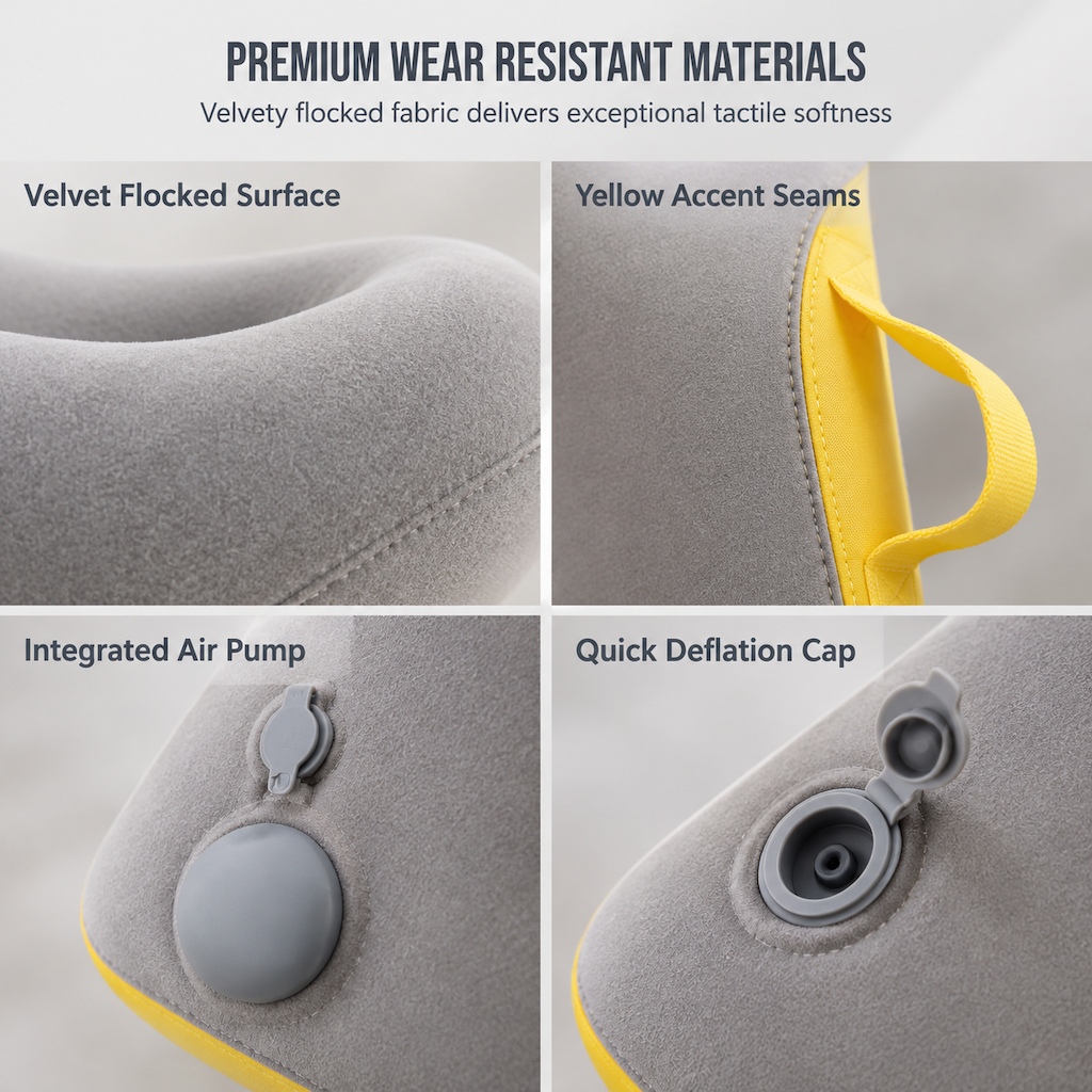 Portable Inflatable Travel Pillow Foldable Upright Face Down Sleeping Pillow for Airplane Car Camping and Office Naps