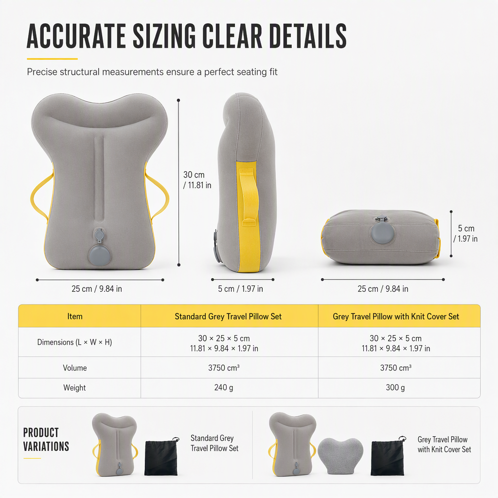 Portable Inflatable Travel Pillow Foldable Upright Face Down Sleeping Pillow for Airplane Car Camping and Office Naps