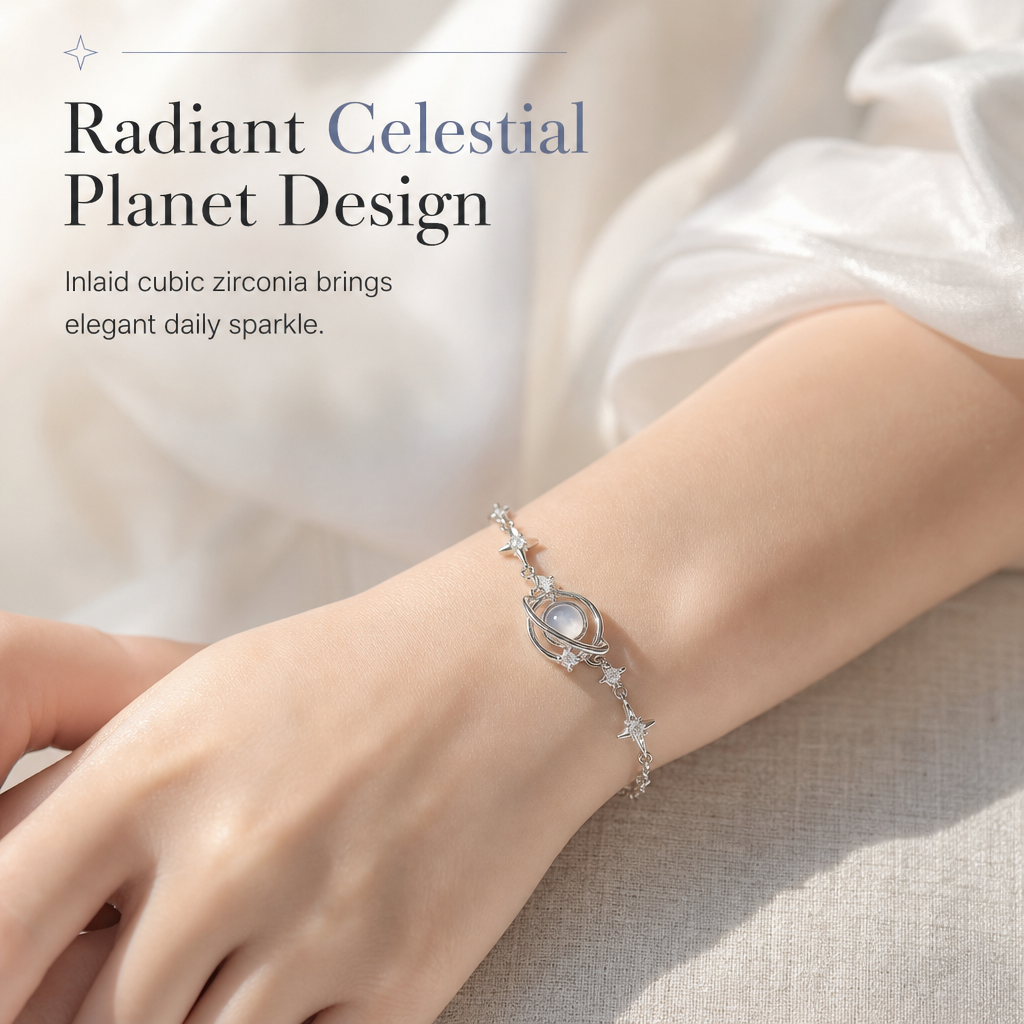 ⏳Limited-time 50% off⏰925 Silver Planet & Star Necklace — Elegant Celestial Jewelry Gift for You & Best Friend🪐✨
