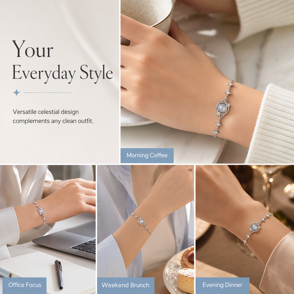 ⏳Limited-time 50% off⏰925 Silver Planet & Star Necklace — Elegant Celestial Jewelry Gift for You & Best Friend🪐✨