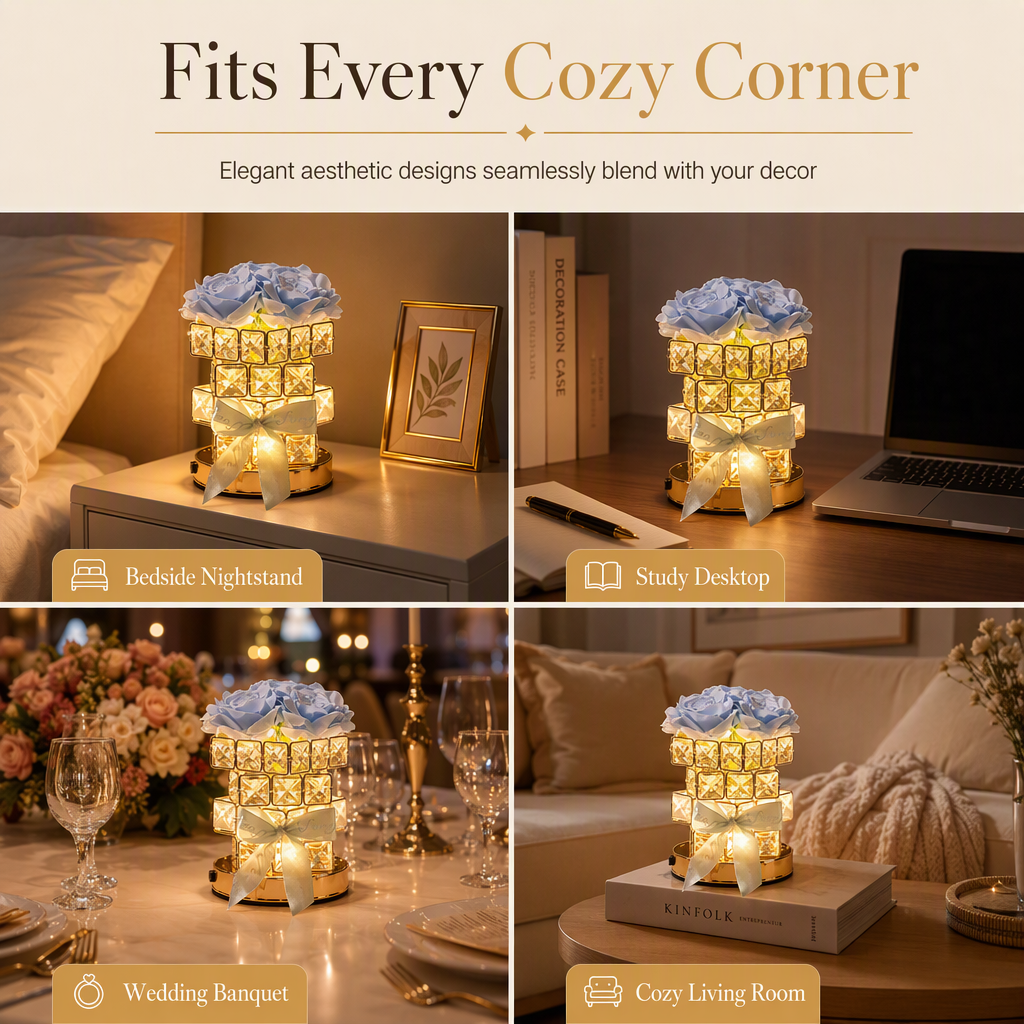 📢📢50% OFF !! ⏰Rose Rubik's Cube Bedside Night Light USB Powered Atmosphere Table Lamp