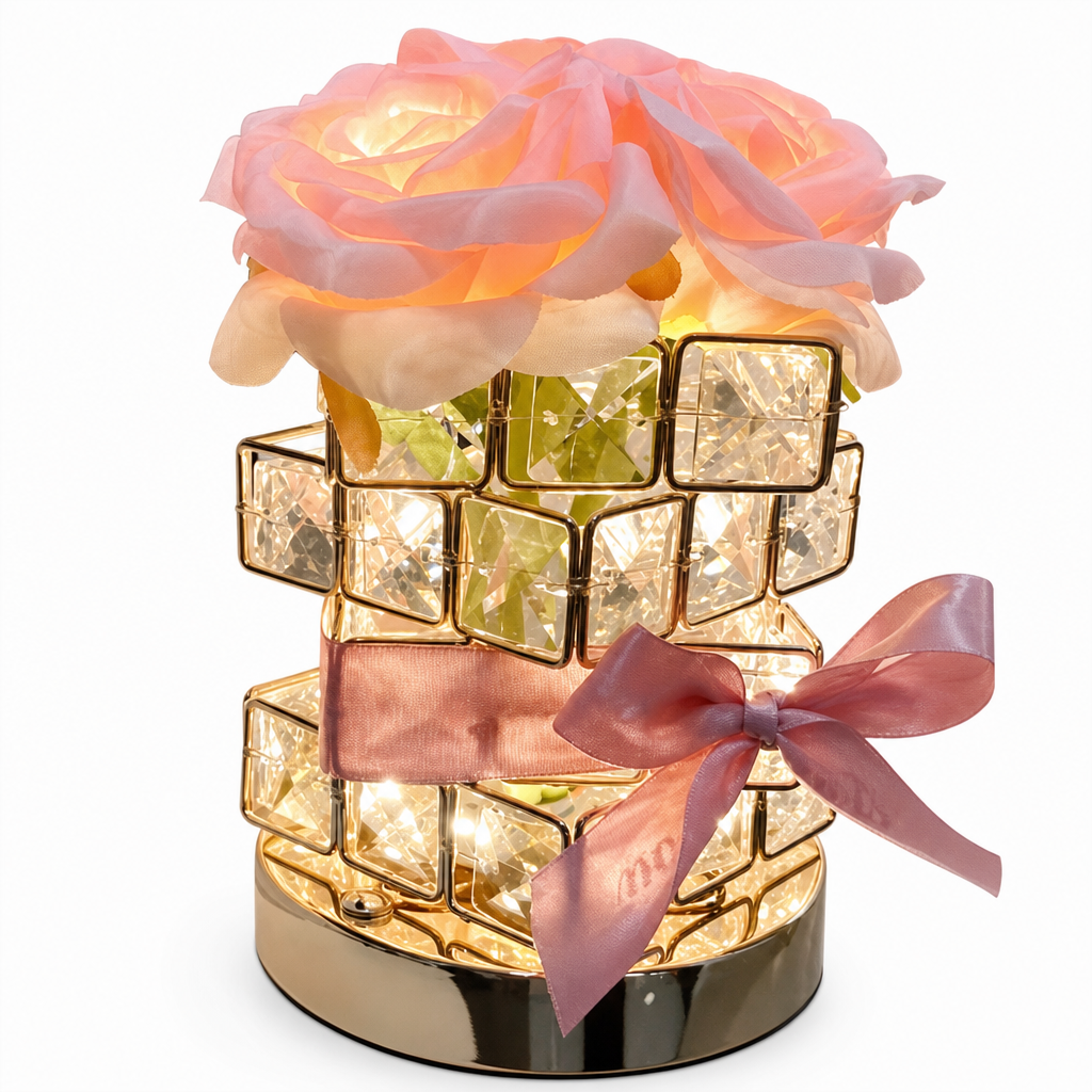 📢📢50% OFF !! ⏰Rose Rubik's Cube Bedside Night Light USB Powered Atmosphere Table Lamp