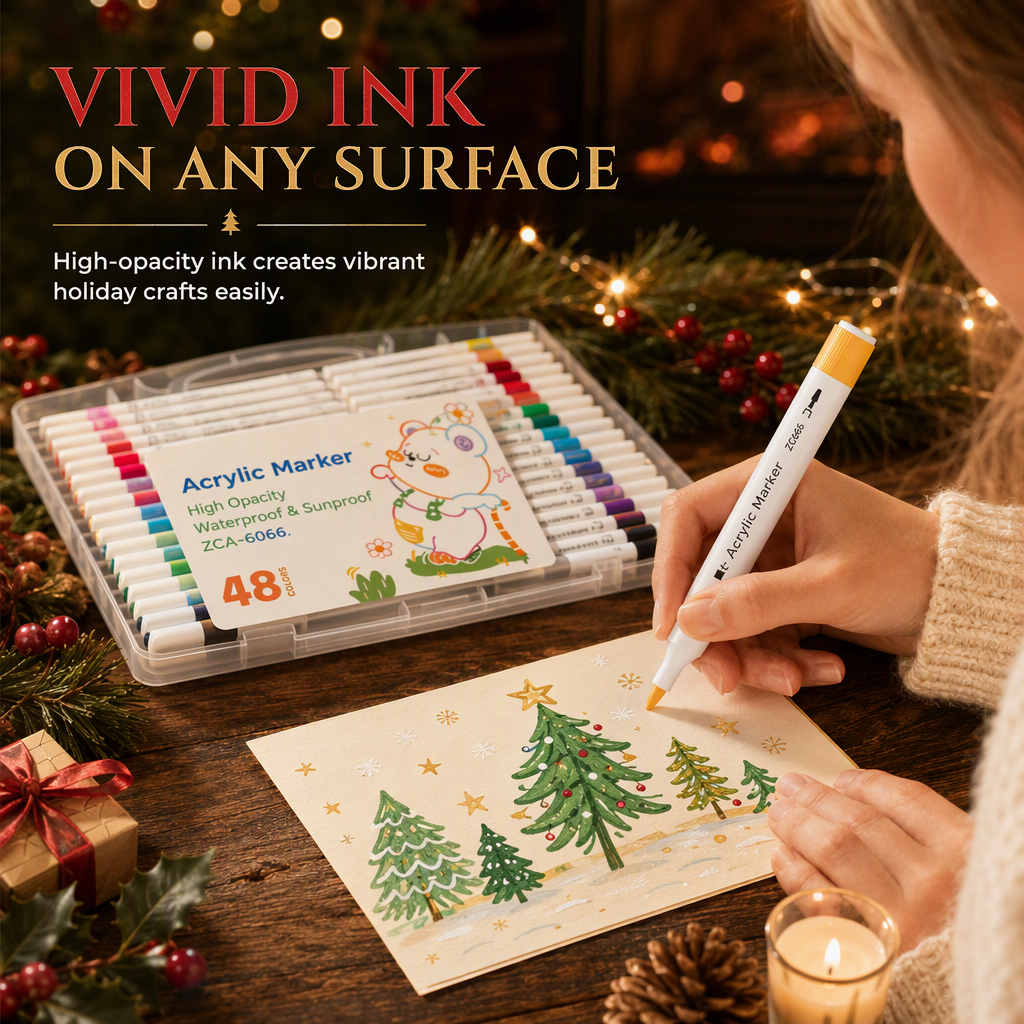 🎨 LIMITED-TIME 50% OFF! 🖌️ Acrylic Marker Pen Set with Storage Case – Vivid, Multi-surface, Washable ✨