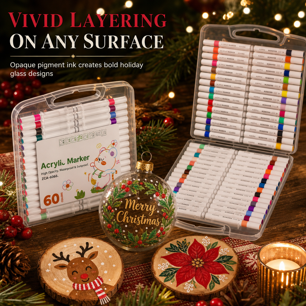 🎨 LIMITED-TIME 50% OFF! 🖌️ Acrylic Marker Pen Set with Storage Case – Vivid, Multi-surface, Washable ✨