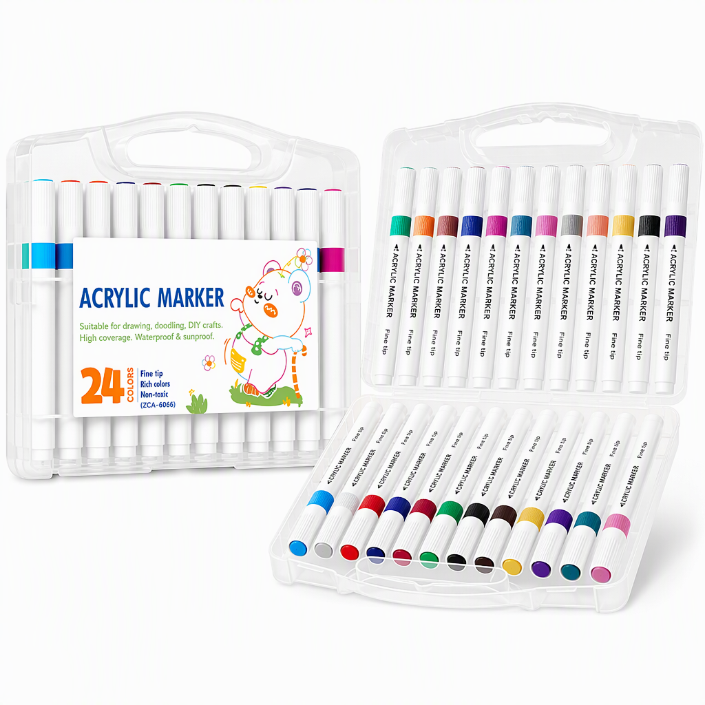 🎨 LIMITED-TIME 50% OFF! 🖌️ Acrylic Marker Pen Set with Storage Case – Vivid, Multi-surface, Washable ✨