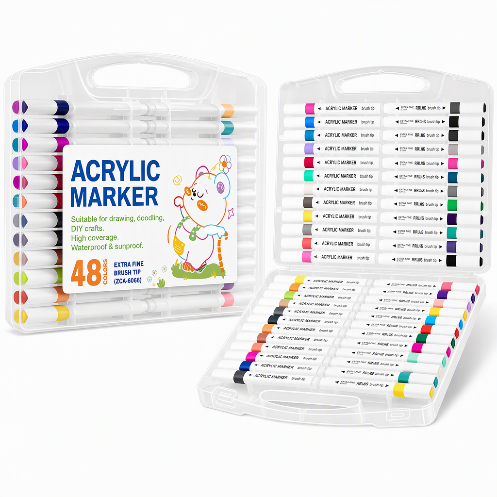 🎨 LIMITED-TIME 50% OFF! 🖌️ Acrylic Marker Pen Set with Storage Case – Vivid, Multi-surface, Washable ✨
