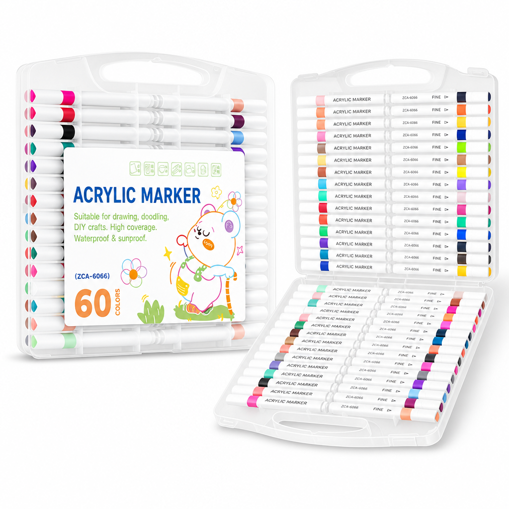 🎨 LIMITED-TIME 50% OFF! 🖌️ Acrylic Marker Pen Set with Storage Case – Vivid, Multi-surface, Washable ✨