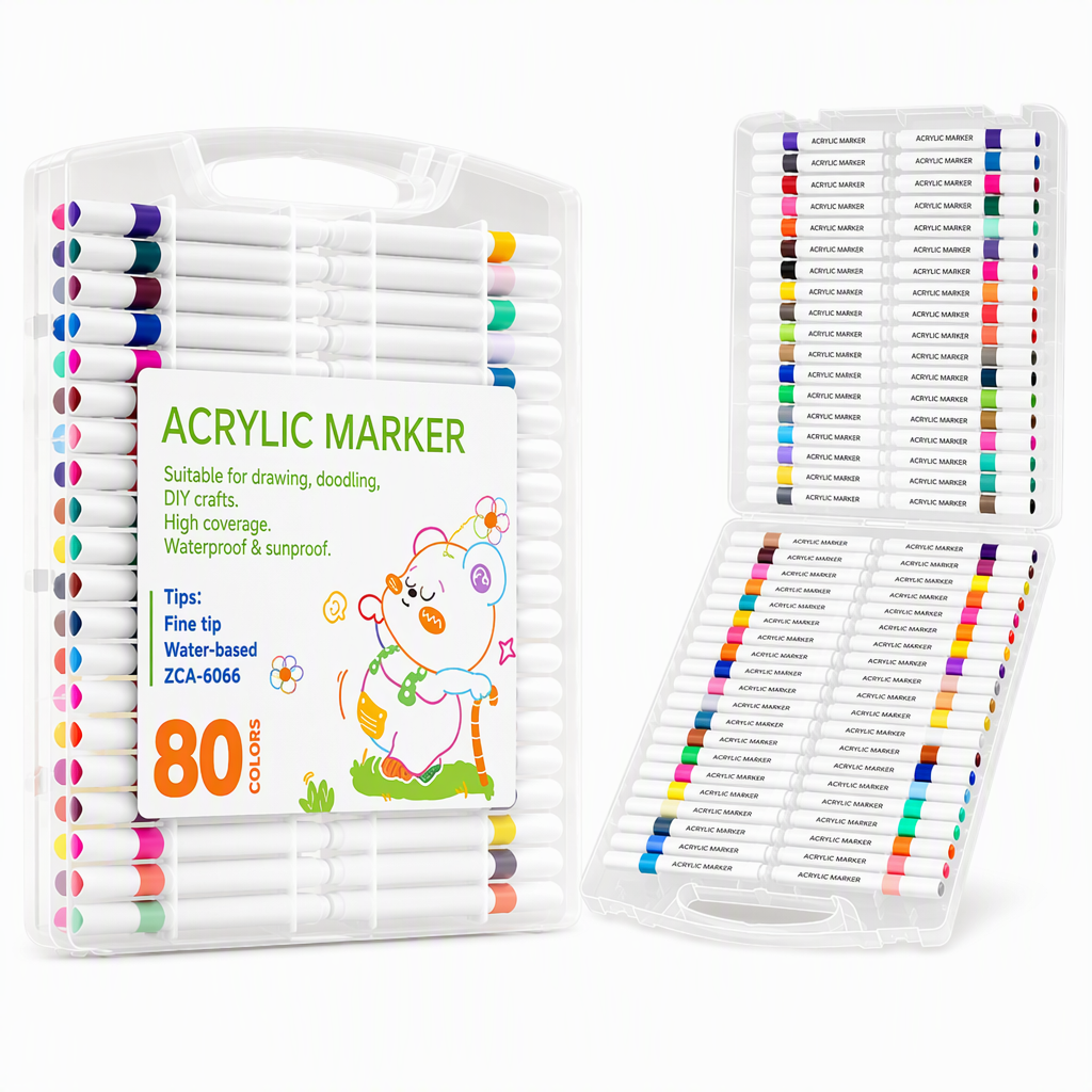 🎨 LIMITED-TIME 50% OFF! 🖌️ Acrylic Marker Pen Set with Storage Case – Vivid, Multi-surface, Washable ✨
