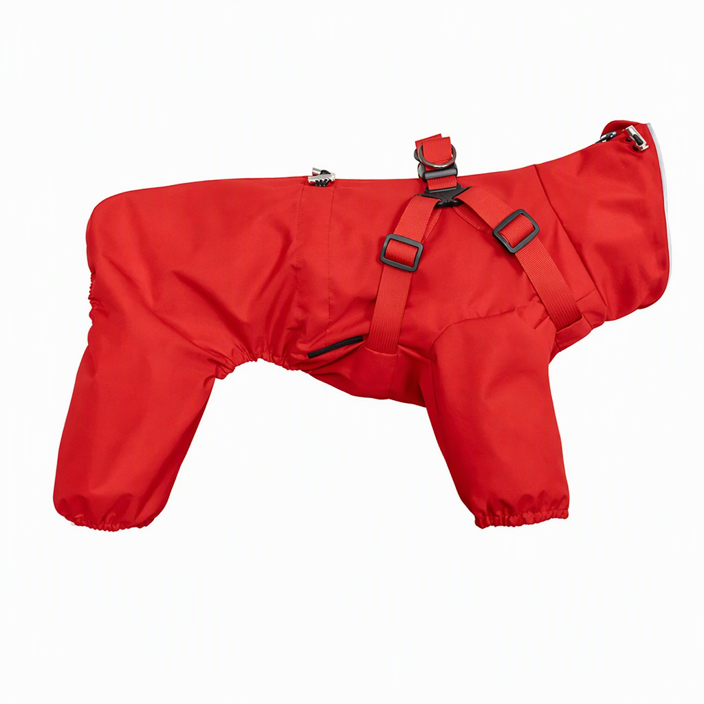 Lightweight Water Resistant Four Legged Dog Raincoat Reflective Outdoor with Leash Attachment for Small and Large Dogs