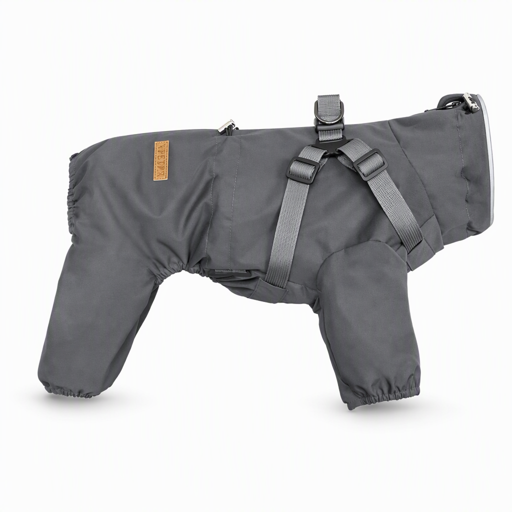 Lightweight Water Resistant Four Legged Dog Raincoat Reflective Outdoor with Leash Attachment for Small and Large Dogs