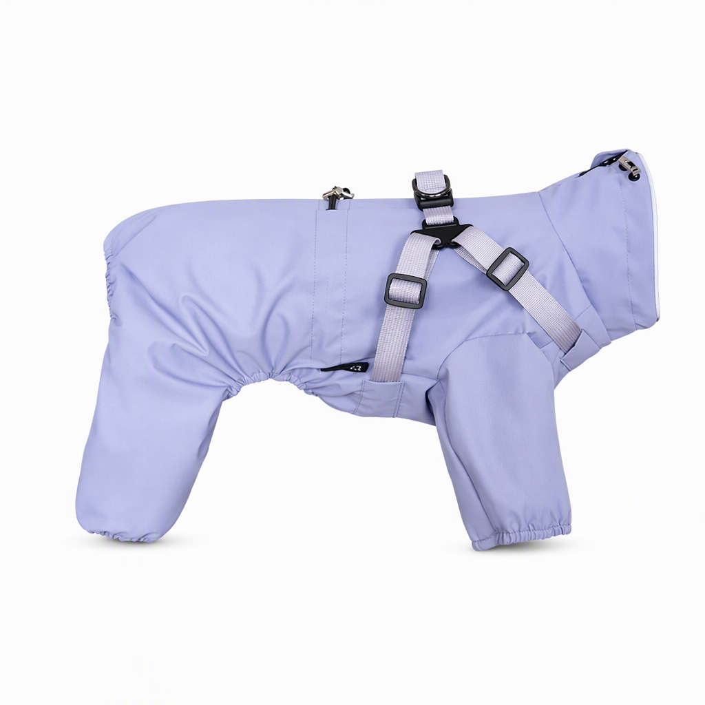 Lightweight Water Resistant Four Legged Dog Raincoat Reflective Outdoor with Leash Attachment for Small and Large Dogs