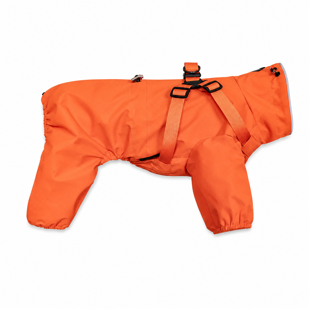 Lightweight Water Resistant Four Legged Dog Raincoat Reflective Outdoor with Leash Attachment for Small and Large Dogs