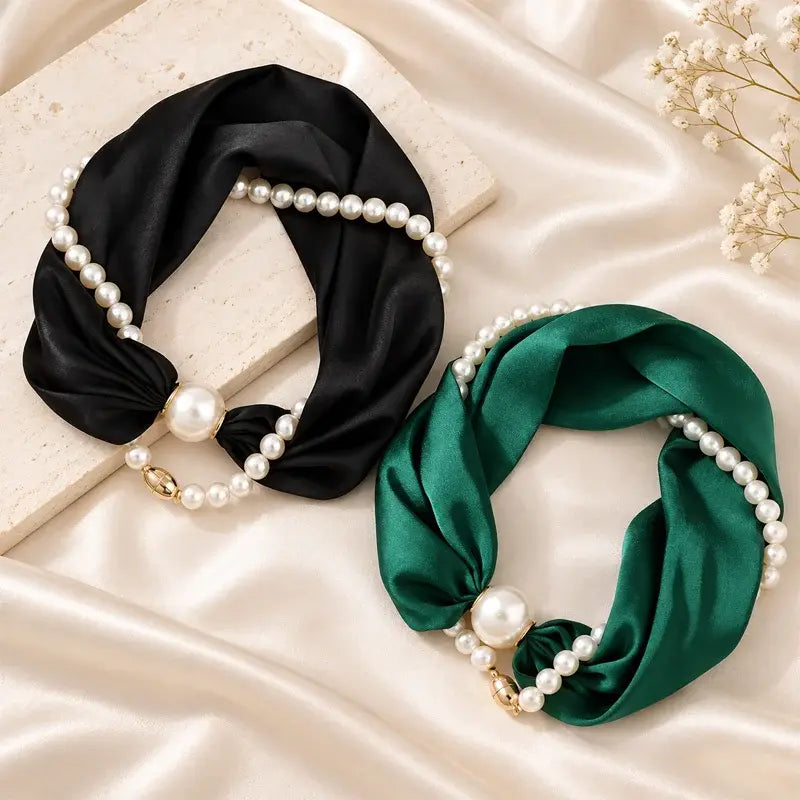 🤍 LIMITED-TIME 50% OFF! ✨ Pearl Scarf Necklace – Timeless Elegance, Versatile Style, Easy Wear 🎀