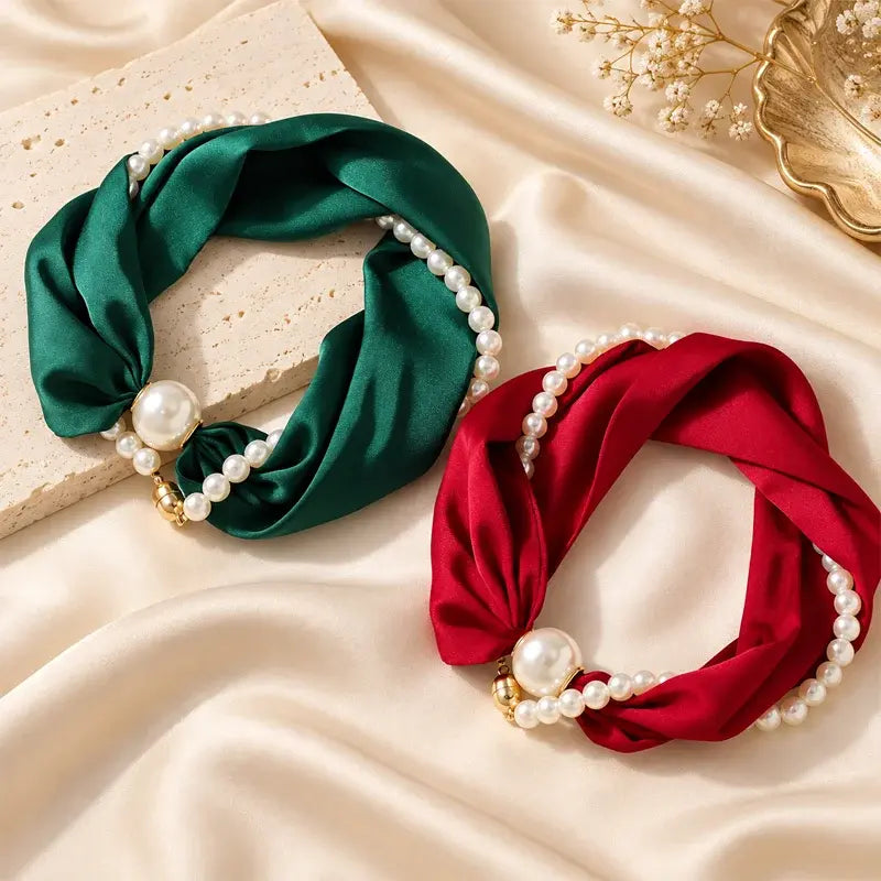 🤍 LIMITED-TIME 50% OFF! ✨ Pearl Scarf Necklace – Timeless Elegance, Versatile Style, Easy Wear 🎀