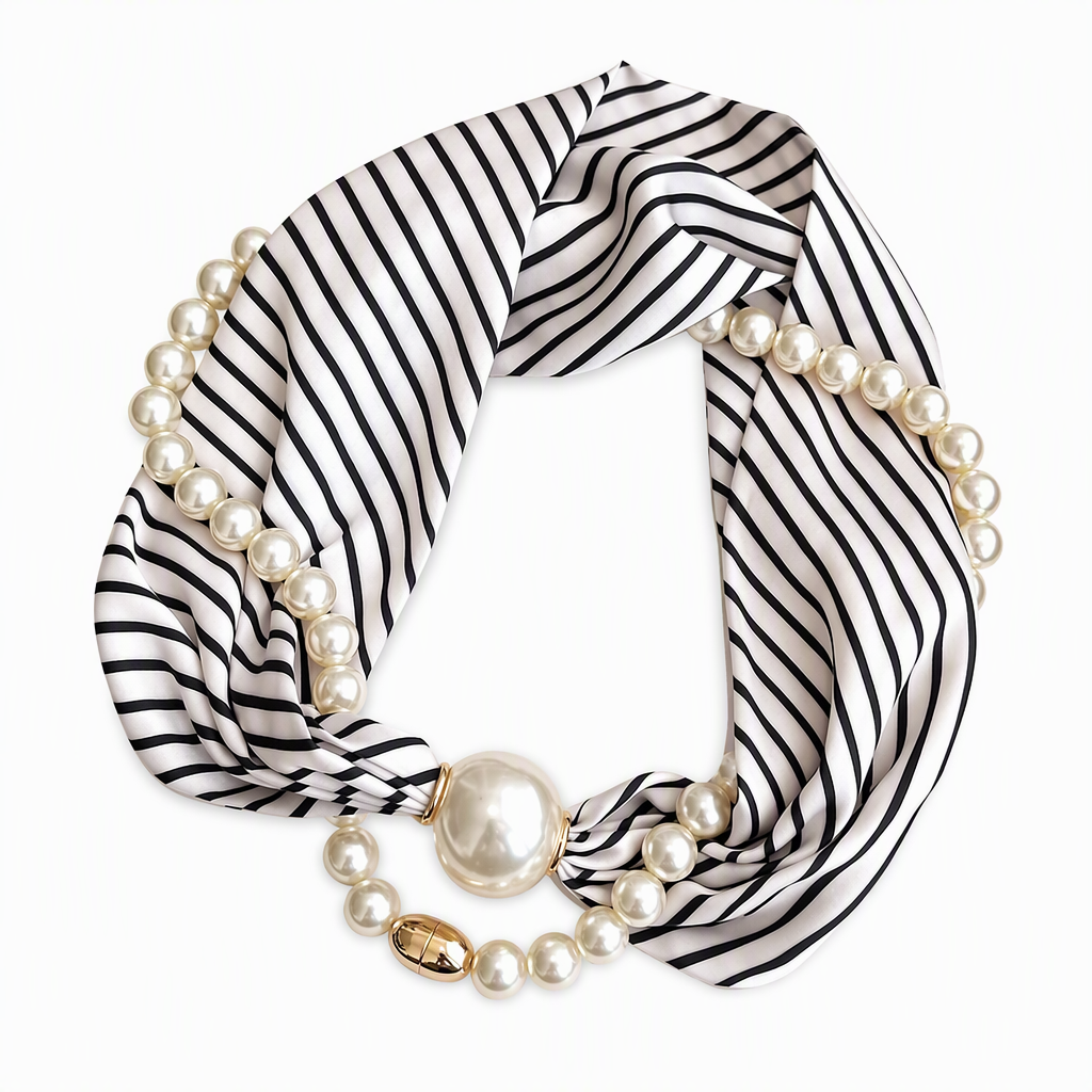🤍 LIMITED-TIME 50% OFF! ✨ Pearl Scarf Necklace – Timeless Elegance, Versatile Style, Easy Wear 🎀