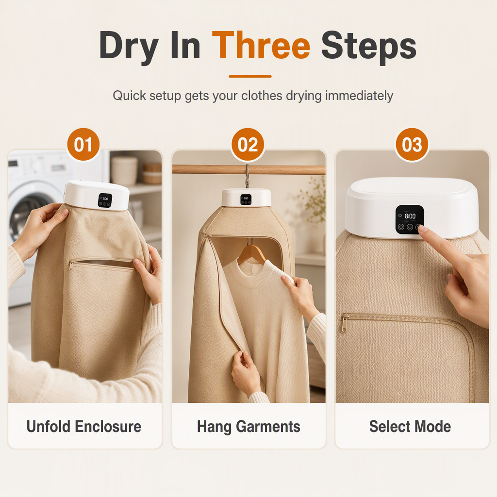 ♨👚Portable Foldable Clothes Dryer – Remote Control Mini Drying Machine for Travel & Home 🧺