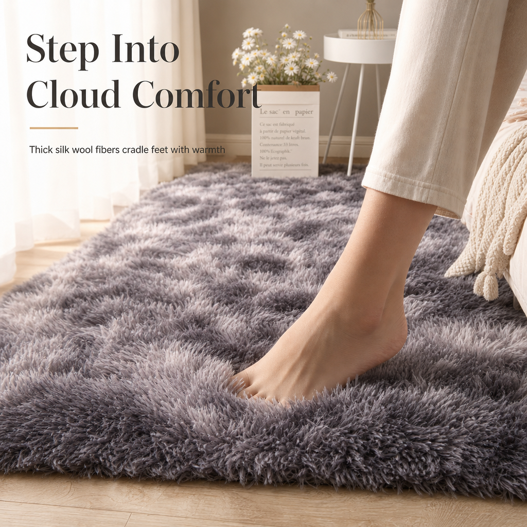 🧸 Soft Fluffy Velvet Rug: Dense Plush, Non-Shed, Cloud Comfort, for Living Room & Bedroom
