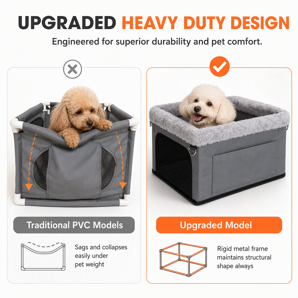 🐶 LIMITED‑TIME 50% OFF! 🚗 Heavy‑Duty Dog Car Booster Seat – Rigid Metal Frame, Waterproof Oxford & Seat Protection 🛡️
