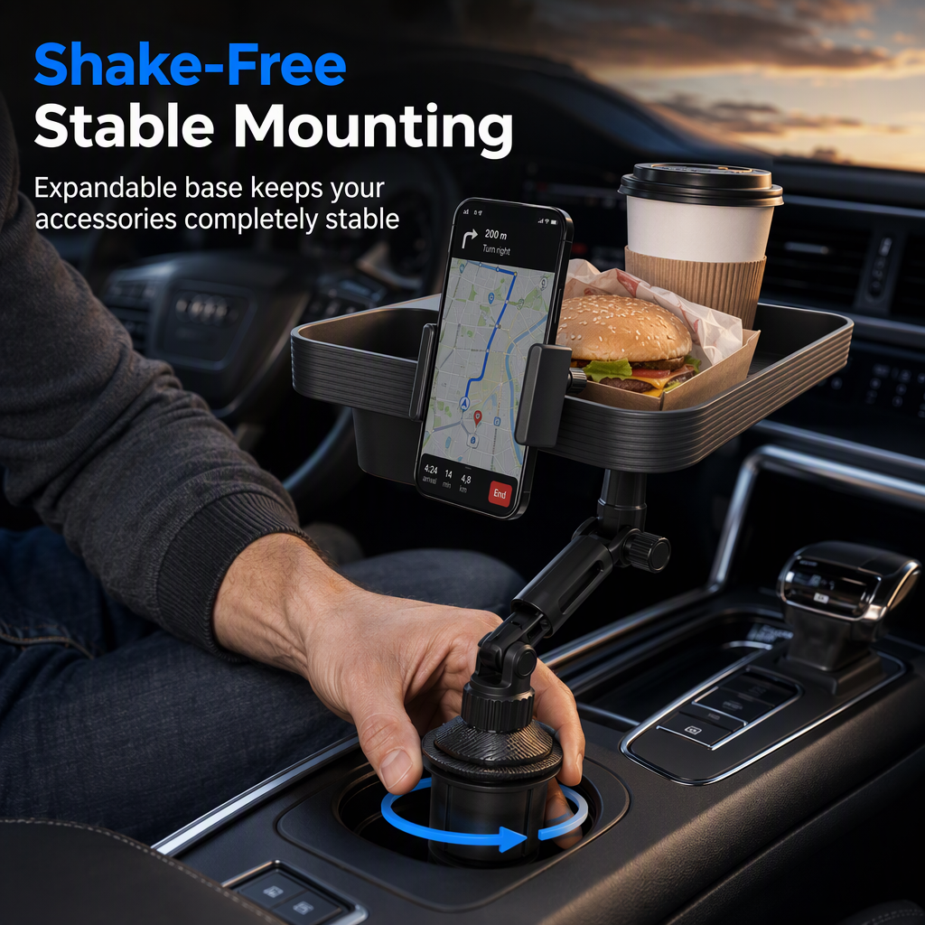 📢📢77% OFF !! ⏰3 in 1 Multifunctional Car Cup Holder Phone Mount with Tray and Storage Organizer