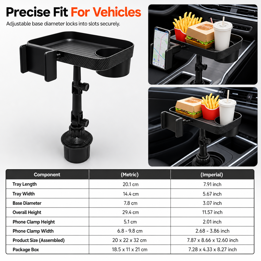 📢📢77% OFF !! ⏰3 in 1 Multifunctional Car Cup Holder Phone Mount with Tray and Storage Organizer