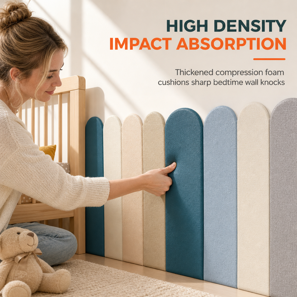 Adhesive 3D Anti Collision Soft Wall Padding for Kids Bedroom Bedside Protection and Wall Renovation