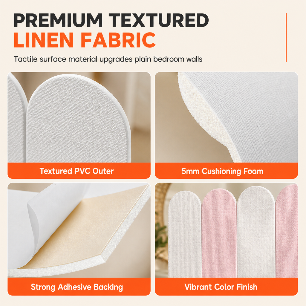 Adhesive 3D Anti Collision Soft Wall Padding for Kids Bedroom Bedside Protection and Wall Renovation