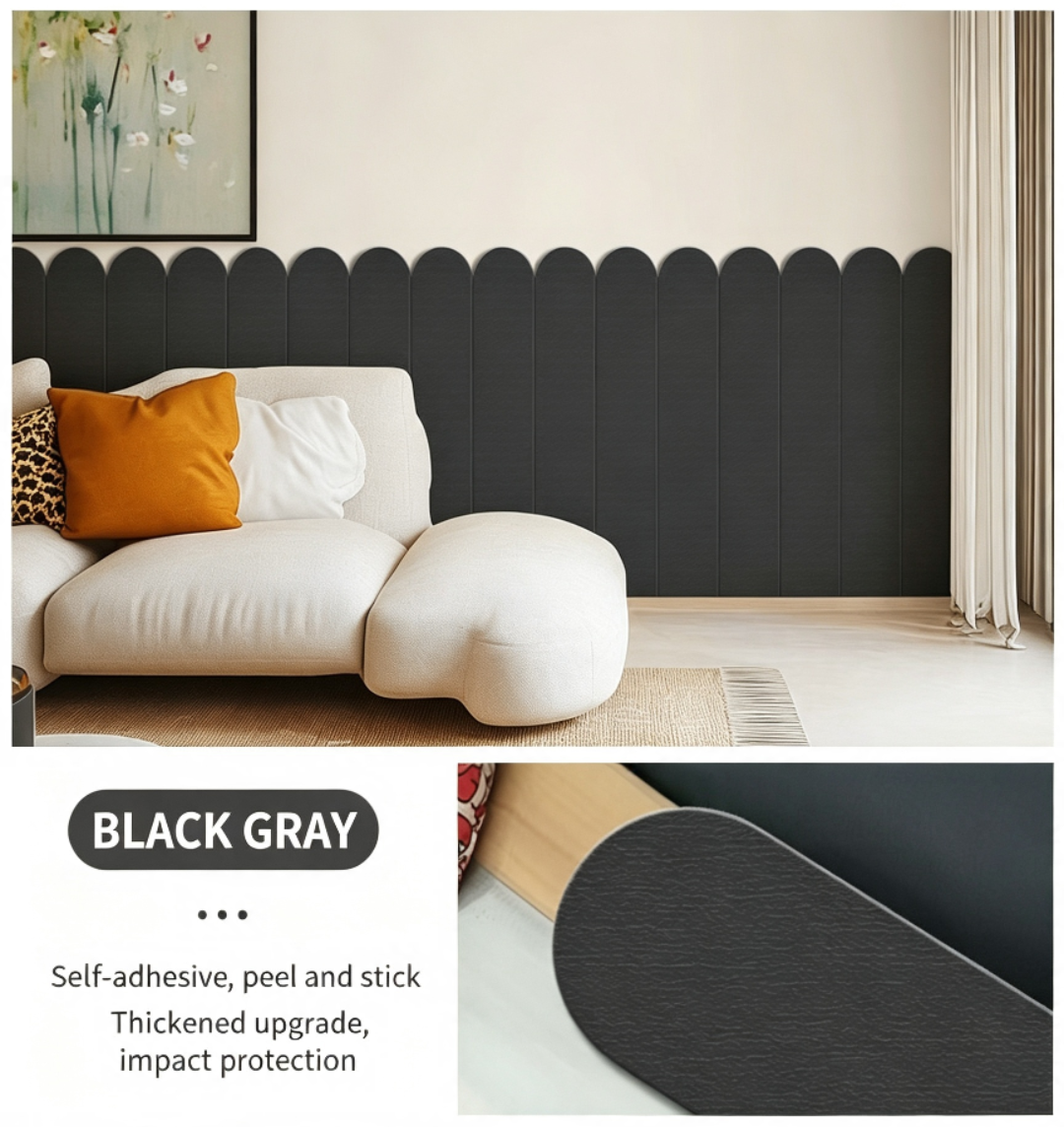Adhesive 3D Anti Collision Soft Wall Padding for Kids Bedroom Bedside Protection and Wall Renovation