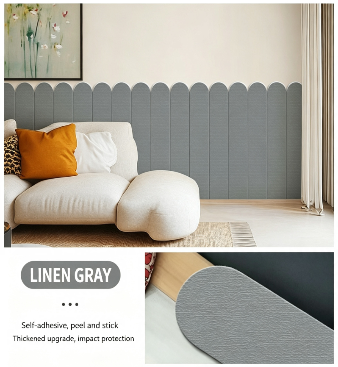 Adhesive 3D Anti Collision Soft Wall Padding for Kids Bedroom Bedside Protection and Wall Renovation
