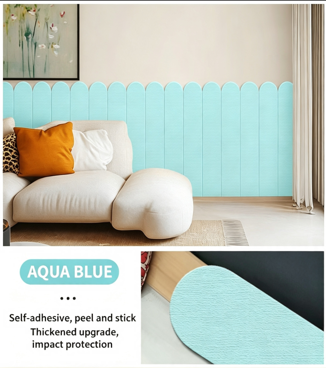 Adhesive 3D Anti Collision Soft Wall Padding for Kids Bedroom Bedside Protection and Wall Renovation