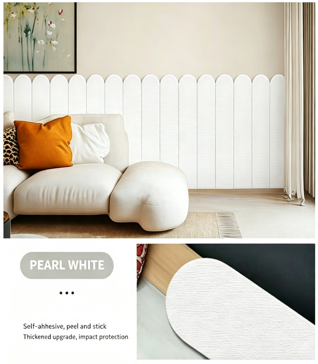 Adhesive 3D Anti Collision Soft Wall Padding for Kids Bedroom Bedside Protection and Wall Renovation