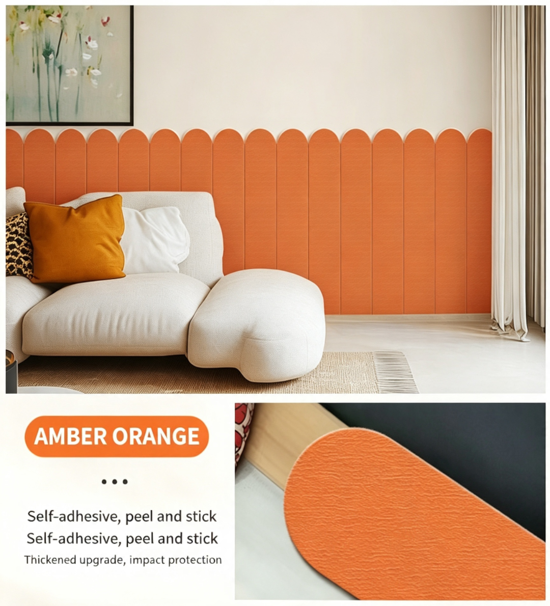 Adhesive 3D Anti Collision Soft Wall Padding for Kids Bedroom Bedside Protection and Wall Renovation