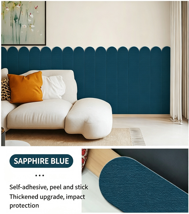 Adhesive 3D Anti Collision Soft Wall Padding for Kids Bedroom Bedside Protection and Wall Renovation