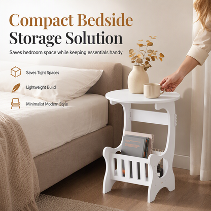 🔥50% OFF✨Modern Minimalist Round Bedside Table and Sofa Side End Table for Small Spaces Bedroom and Living Room