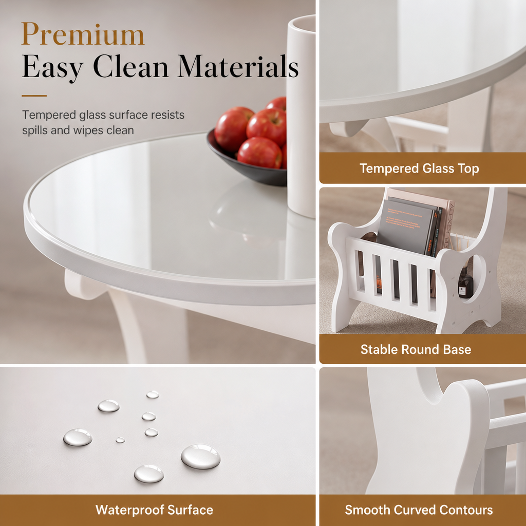 🔥50% OFF✨Modern Minimalist Round Bedside Table and Sofa Side End Table for Small Spaces Bedroom and Living Room