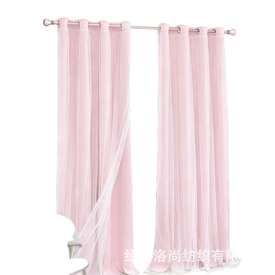 Double Layer Blackout Curtain with Sheer Overlay Grommet Top Window Panel for Bedroom and Kids Room
