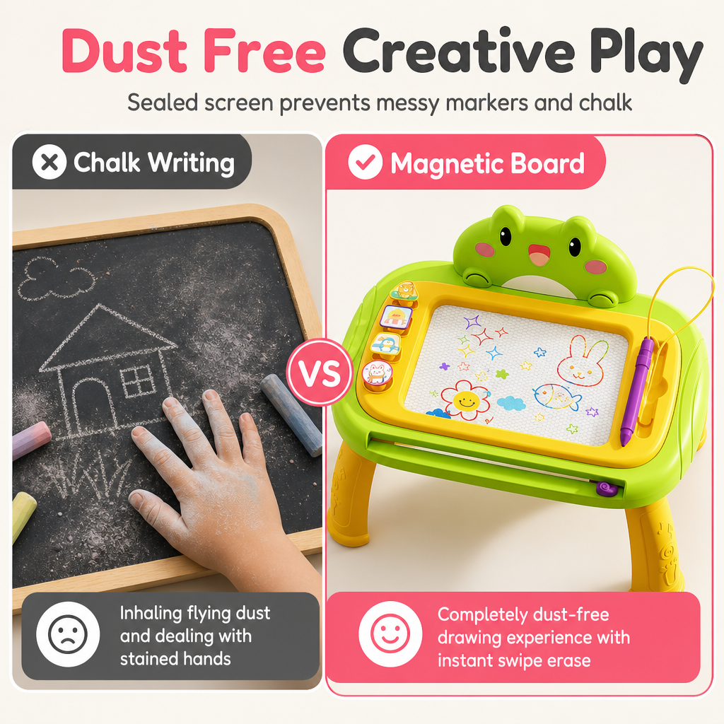 📢📢 50% OFF🎨Kids Magnetic Drawing Board – Colorful Erasable Doodle Pad with Pen & 4 Stamps