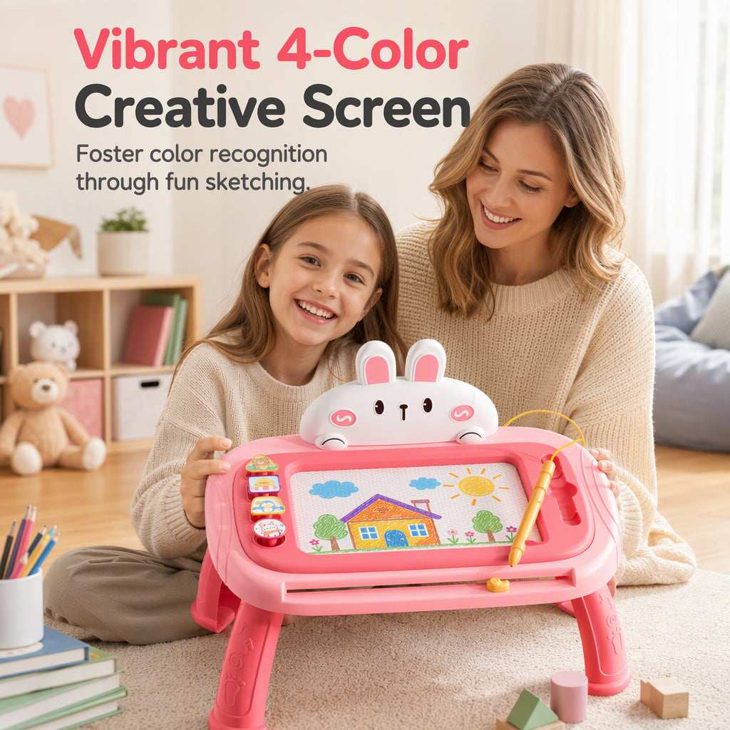 📢📢 50% OFF🎨Kids Magnetic Drawing Board – Colorful Erasable Doodle Pad with Pen & 4 Stamps