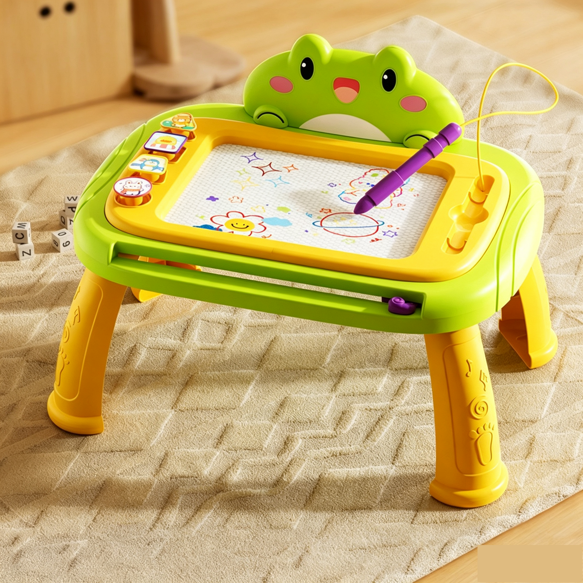📢📢 50% OFF🎨Kids Magnetic Drawing Board – Colorful Erasable Doodle Pad with Pen & 4 Stamps