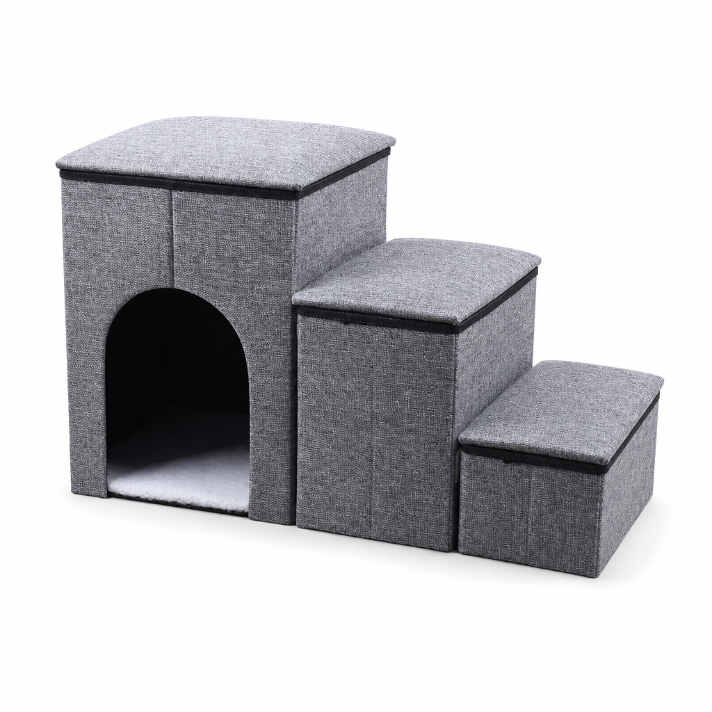 Foldable Pet Steps with Storage Non Slip Dog Stairs for Couch and High Bed