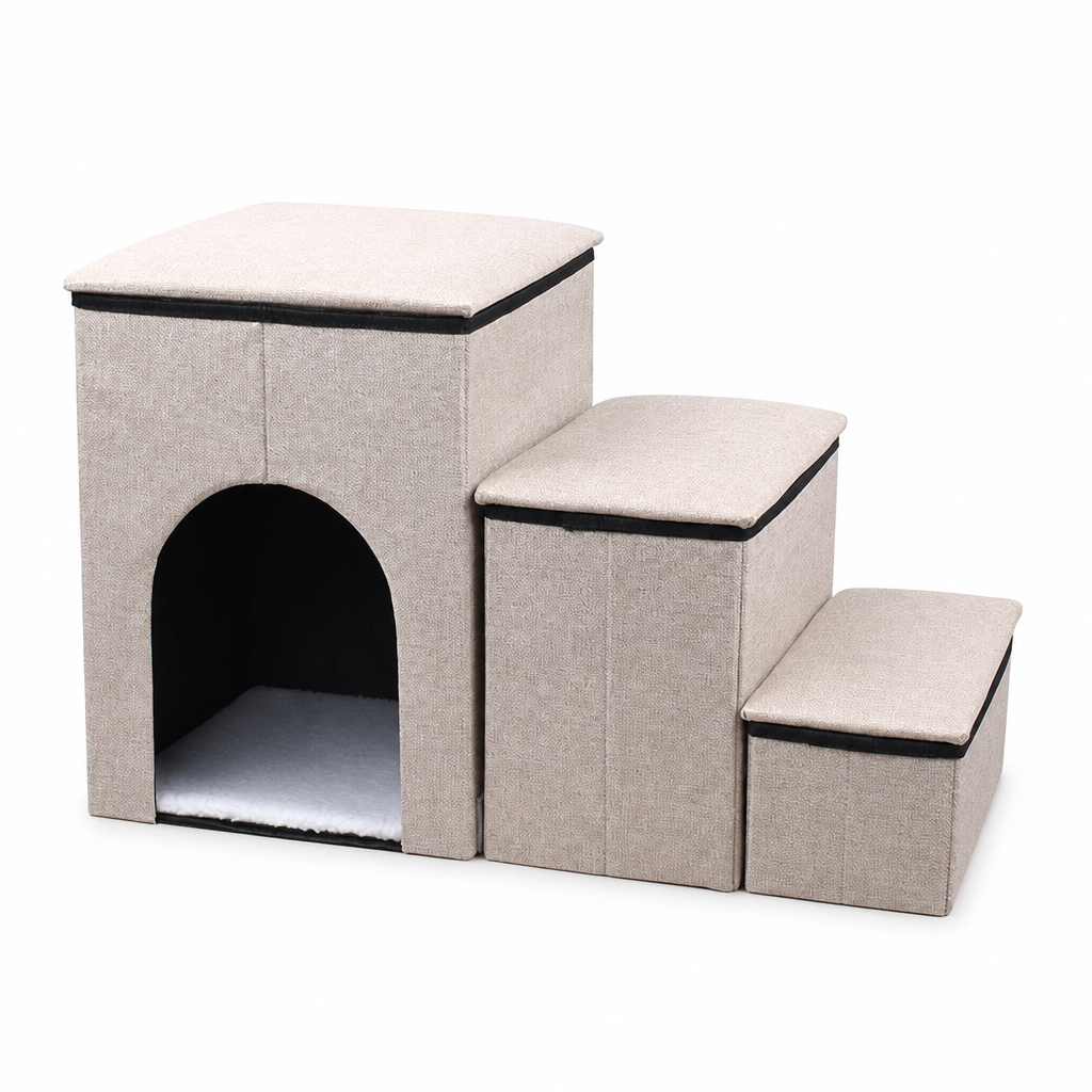 Foldable Pet Steps with Storage Non Slip Dog Stairs for Couch and High Bed