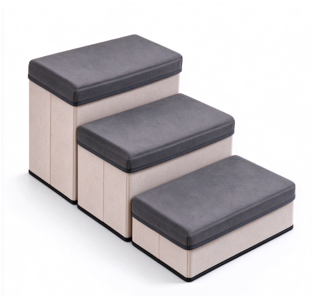 Foldable Pet Steps with Storage Non Slip Dog Stairs for Couch and High Bed