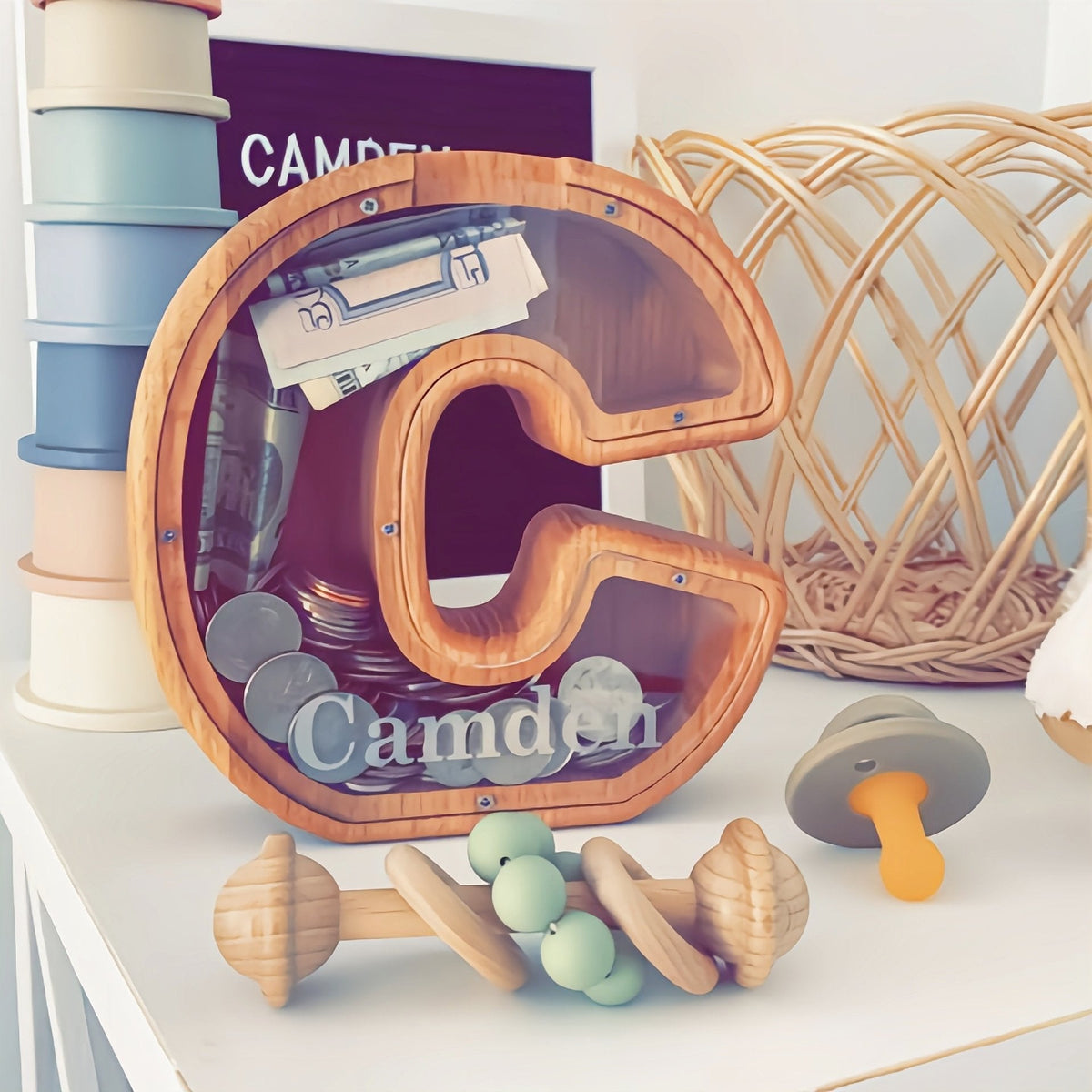 Personalized Boys/Girls Piggy Bank-Wood Gift For Kids