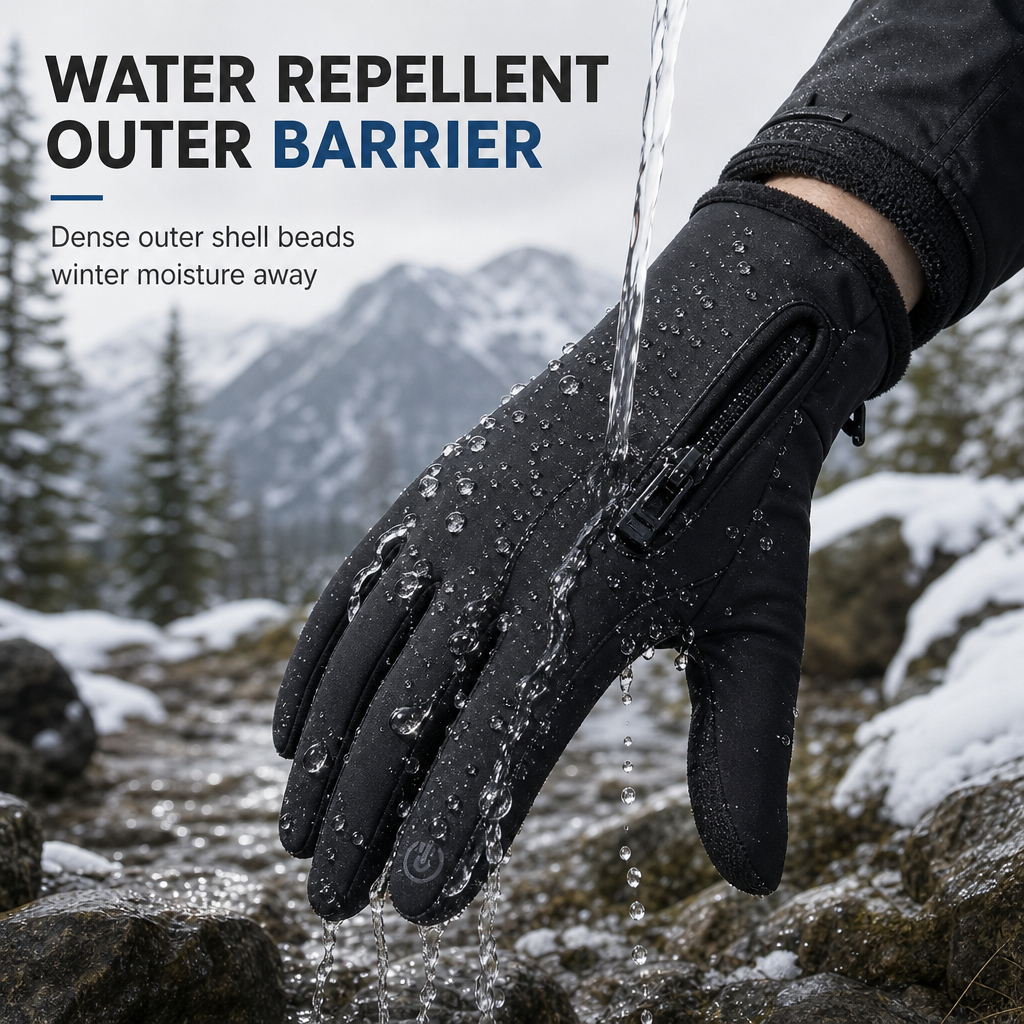 Winter Waterproof Windproof Warm Lined Outdoor Sports Gloves with Zipper for Cycling Hiking and Skiing