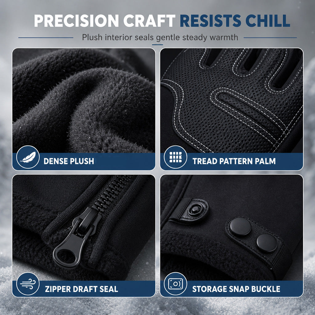 Winter Waterproof Windproof Warm Lined Outdoor Sports Gloves with Zipper for Cycling Hiking and Skiing