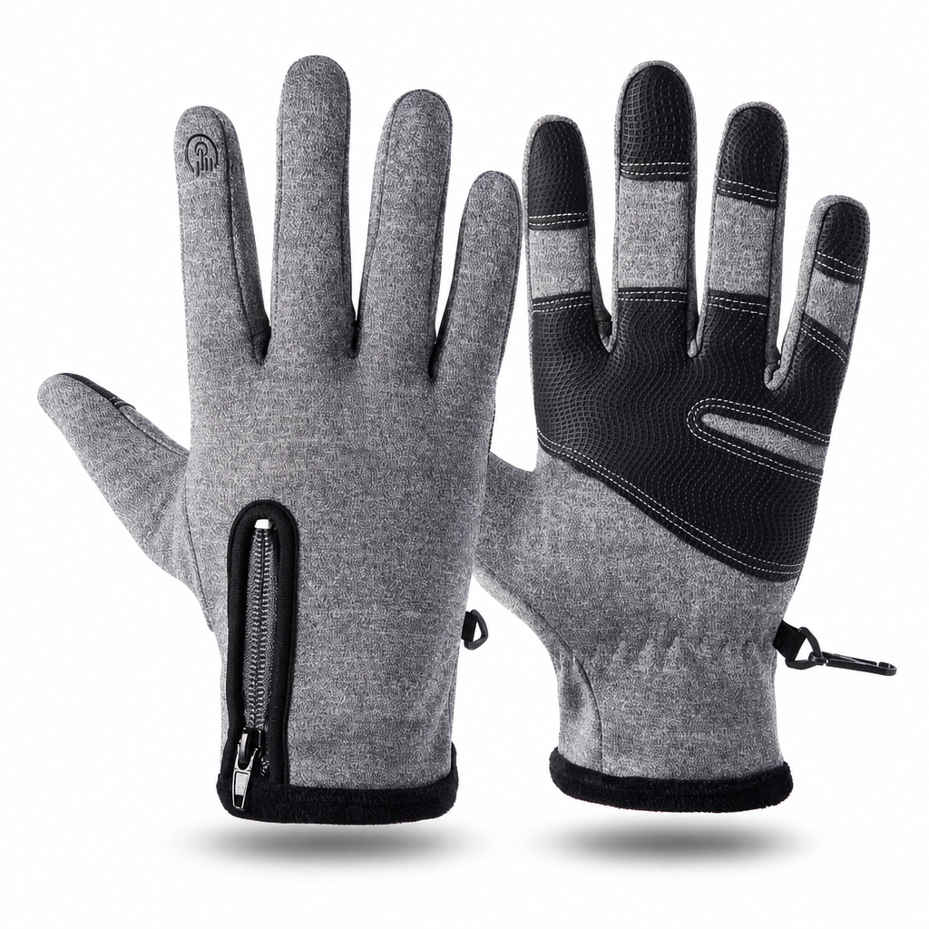 Winter Waterproof Windproof Warm Lined Outdoor Sports Gloves with Zipper for Cycling Hiking and Skiing