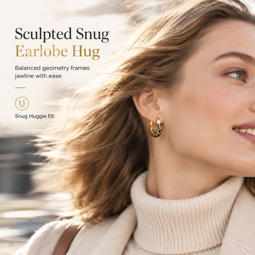 ⏳Time-Limited Special ⏰Vintage Leopard Print U Shaped Huggie Hoop Earrings for Women
