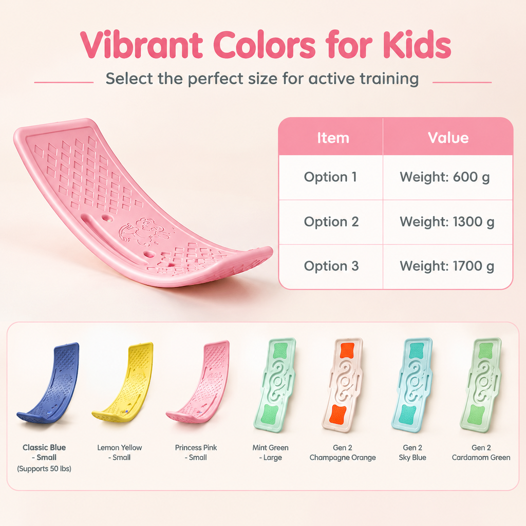 Kids Indoor Balance Board Curved Seesaw Wobble Board for Sensory Integration and Physical Training