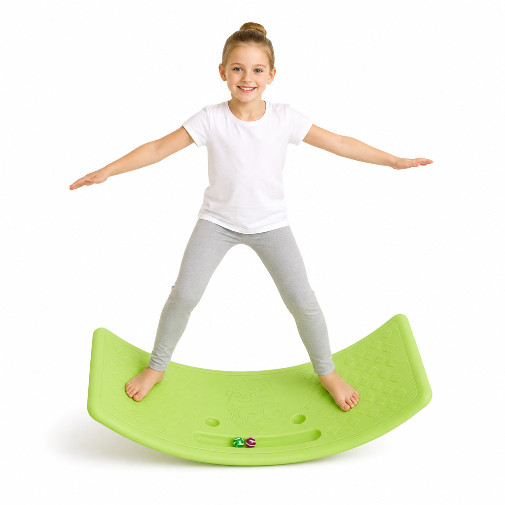 Kids Indoor Balance Board Curved Seesaw Wobble Board for Sensory Integration and Physical Training