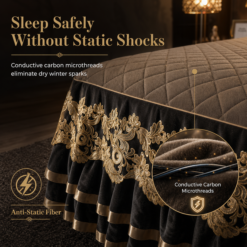🔥50% OFF!!📢🛏️ Quilted Velvet Bed Skirt with Lace Trim & Non-Slip Design – Add a Soft, Elegant Finish to Your Bed While Helping Hide Under-Bed Storage, A Cosy Bedroom Upgrade Made Easy ✨